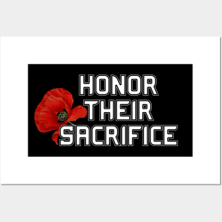 Honor Their Sacrifice Memorial with Red Poppy Flower Pocket Version (MD23Mrl006b) Posters and Art